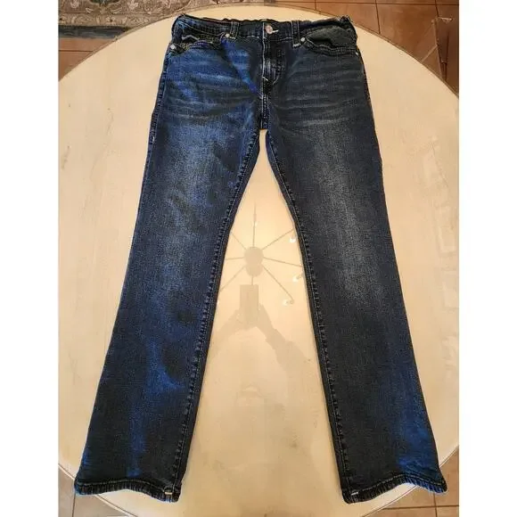 True Religion Men's Denim Ricky Straight Jean SZ 36 Flap Pockets - Picture 2 of 9